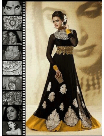 Designer Black Gown with Churidar