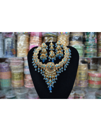 One Carat Gold Turquoise Blue Jewelry Set