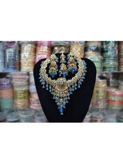 One Carat Gold Turquoise Blue Jewelry Set