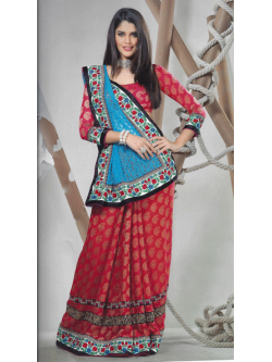 Red Lace Saree